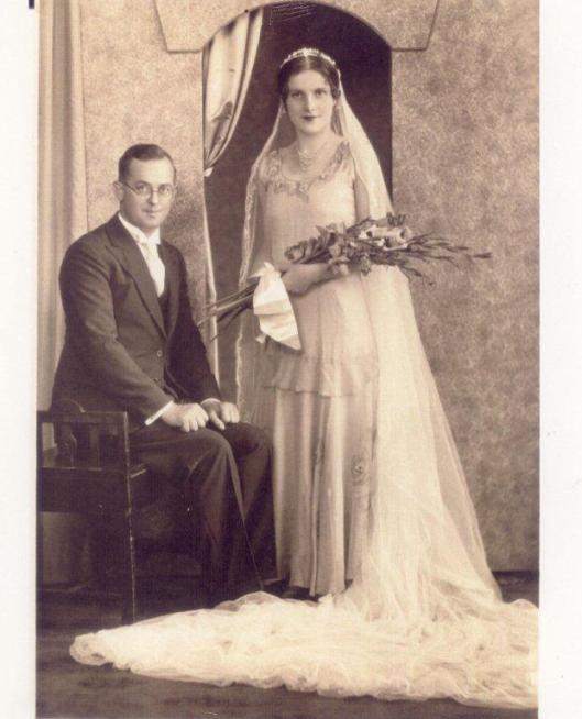Wedding photo of Emil Theodore Brenz Kriewaldt and Rubina Elsa Wegener, 1932