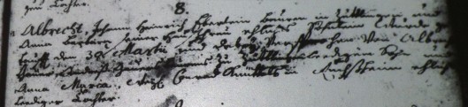 Birth and baptismal record, Albrecht Eberlein, 1732
