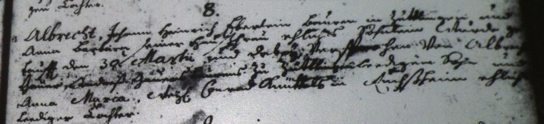 Birth and baptismal record, Albrecht Eberlein, 1732